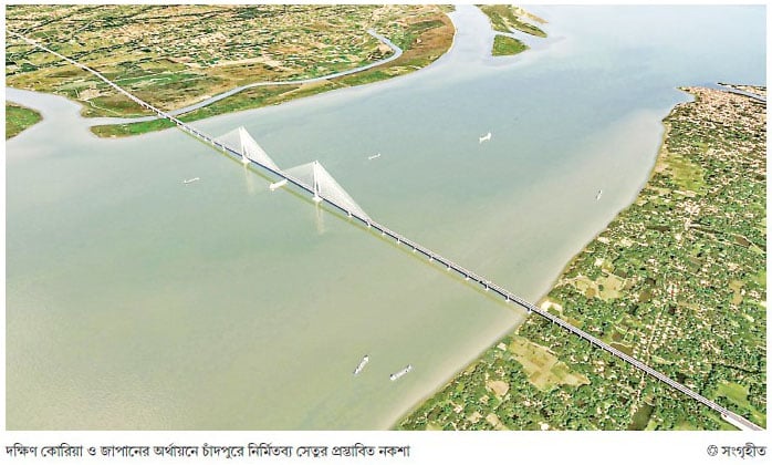 The country’s longest bridge is being built between Chandpur and Shariatpur
