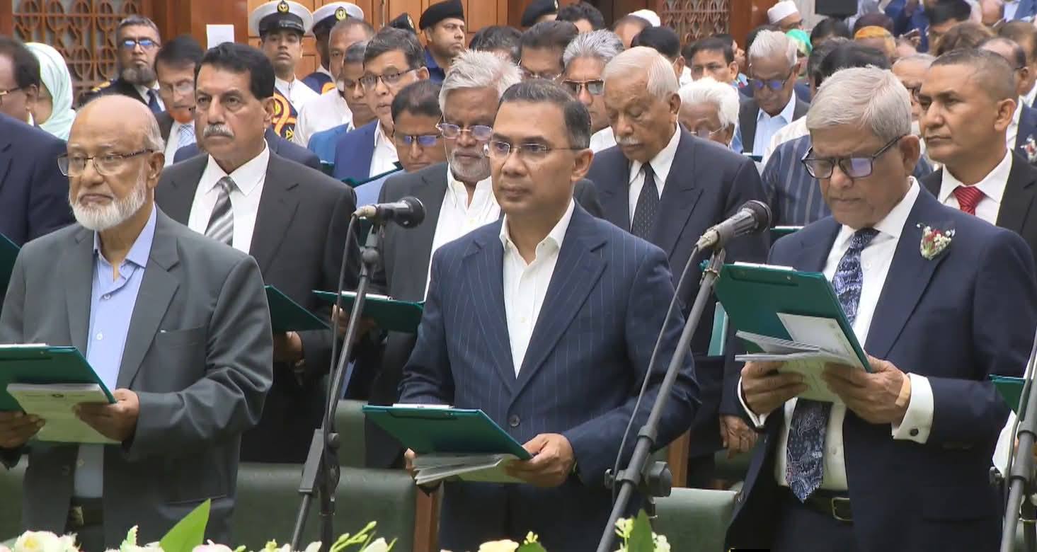 BNP MPs take oath under the leadership of Tarique Rahman